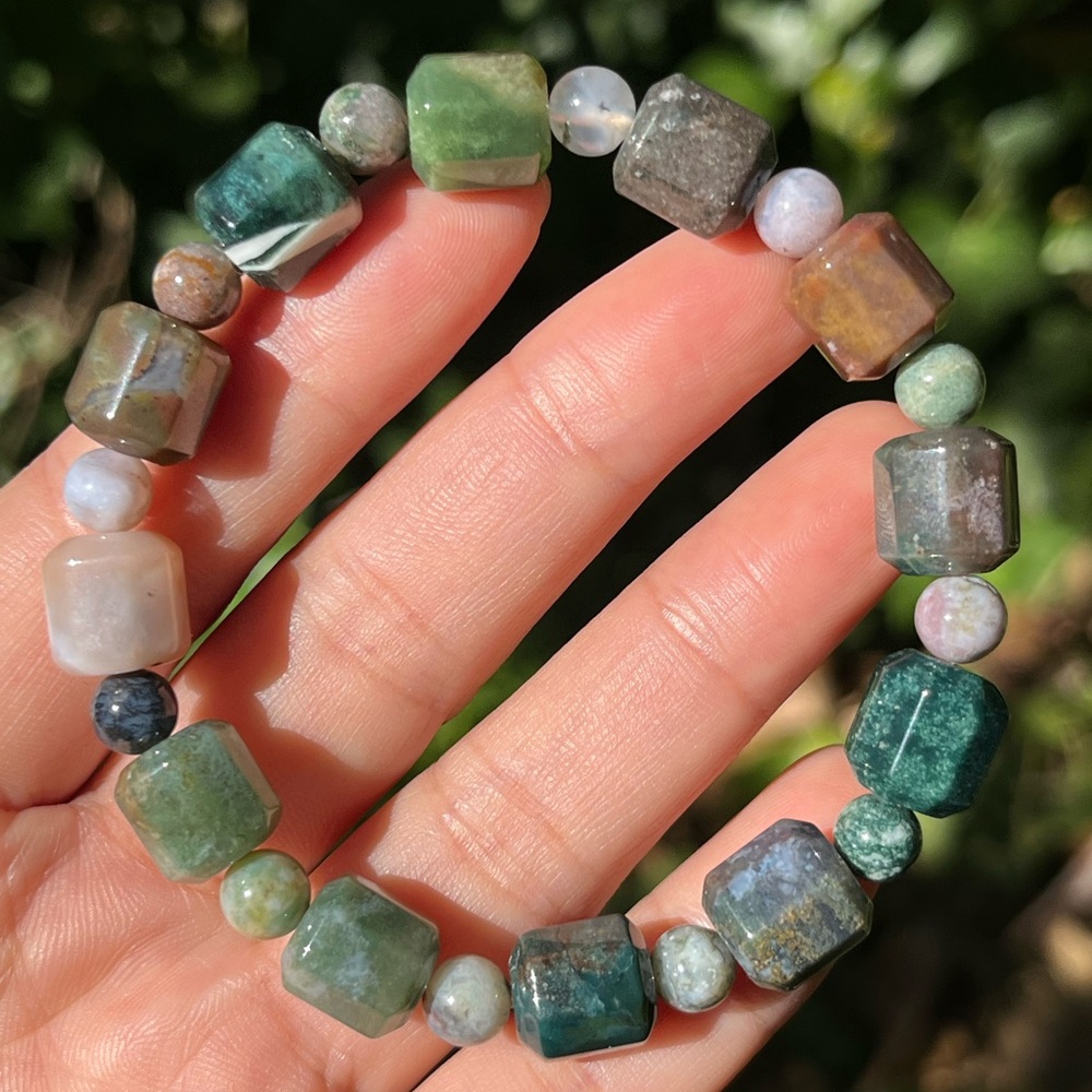 10mm 7 inches stretchable ocean jasper bracelet 0161